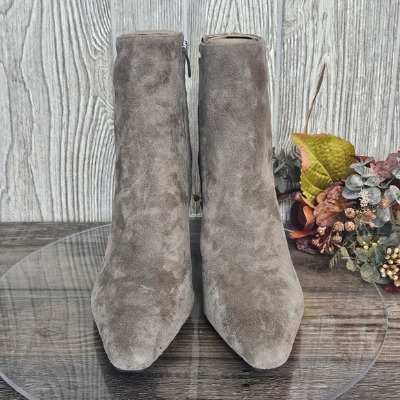 Nine West 9x9 Wndery Leather‎ Block Heel Booties Women's 8M Taupe NWOB - Picture 3 of 9